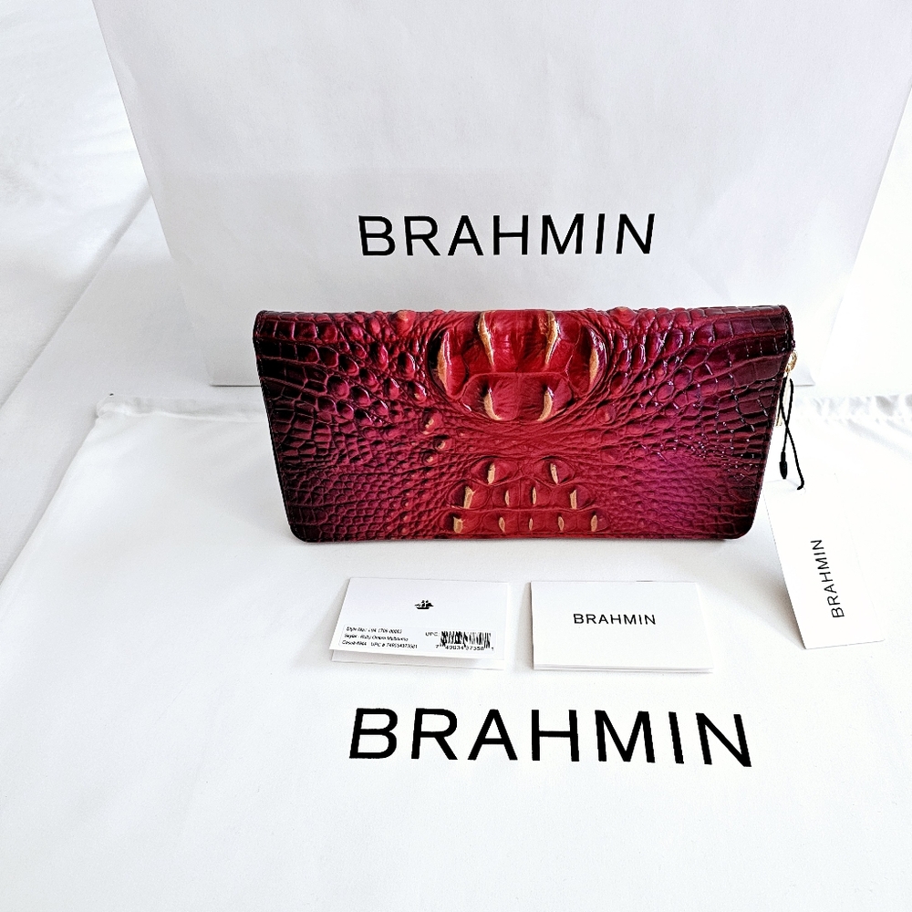 Brahmin Red Crocodile Embossed Women's Clutch